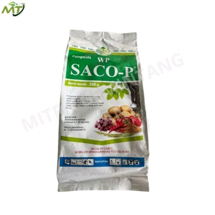 ` Fungisida Saco-P WP Bahan Aktif Trichoderma koningi Kemasan 250gr dan 500gr