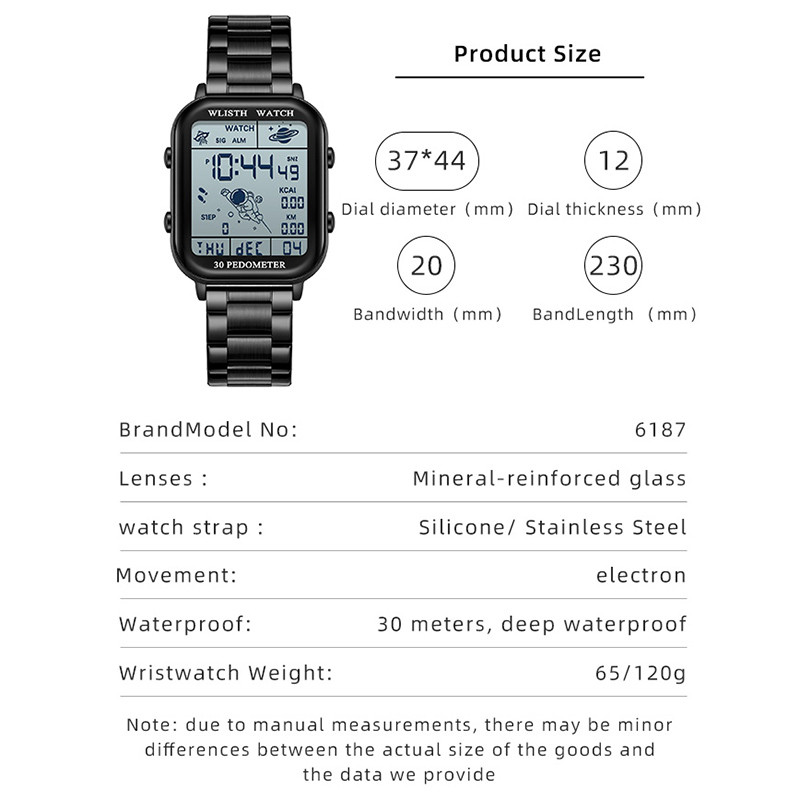 WLISTH Multifunctional Digital Watch Display Sport Electronic Watches Digital Reloj Hombre Mens