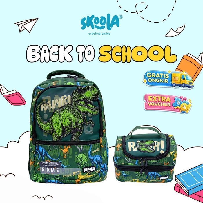 Skoola Tas Sekolah Anak SD Dan Tas Bekal Perempuan Laki Laki 3D Custome Name Set - Finzou Ranzou