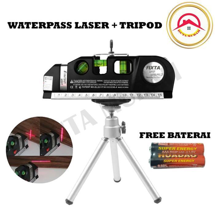 Meteran Laser Alat Pengukur Kemiringan Waterpass Penggaris Laser Tukang Bangunan Free Tripod