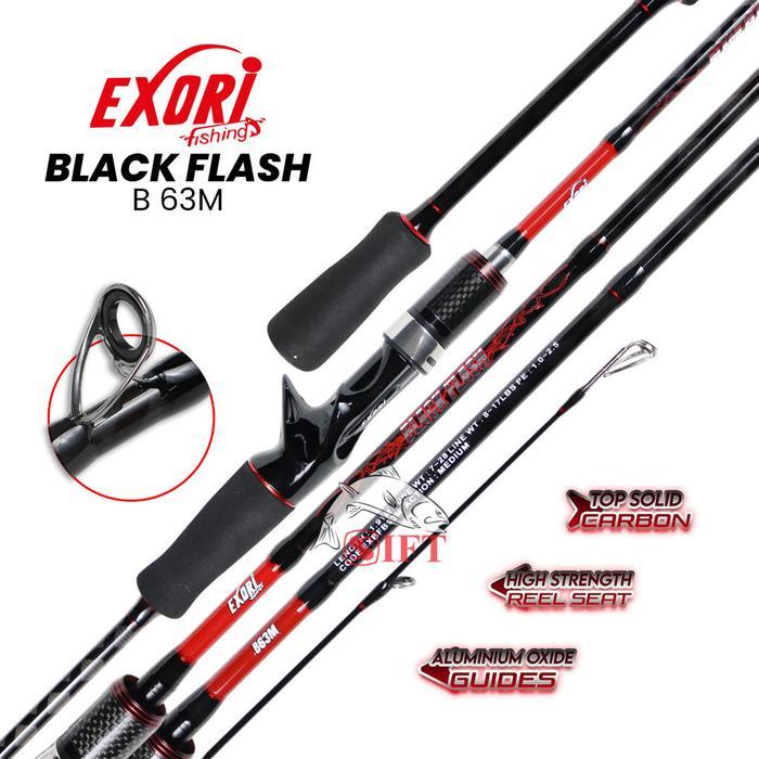 Joran BC EXORI Fishing BLACK FLASH 190 198 [25] Top Solid Carbon Blanks Bait Casting Sungai Rawa