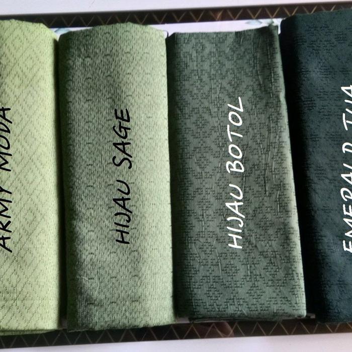 kain batik dobby polos timbul pekalongan warna army muda,sage,hijau botol,emerald tua