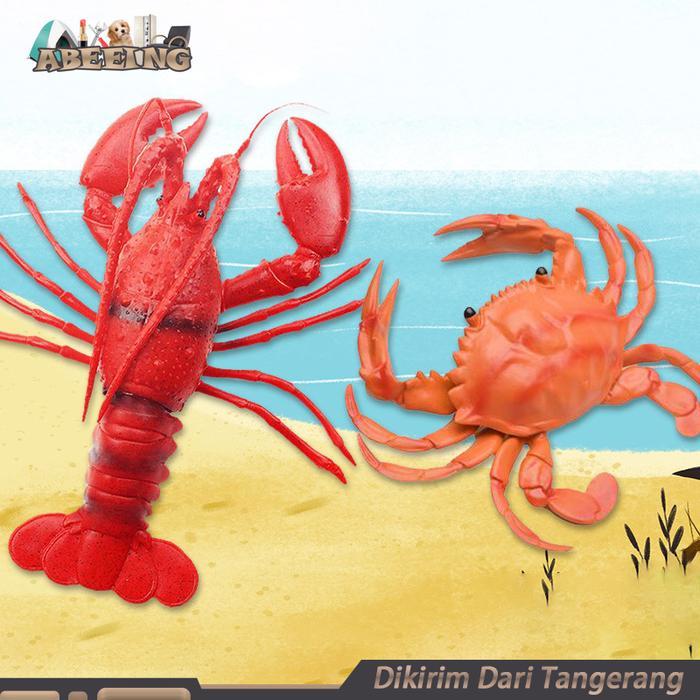 Mainan Kepiting Lobster Karet Miniatur Animal Figure Bersuara
