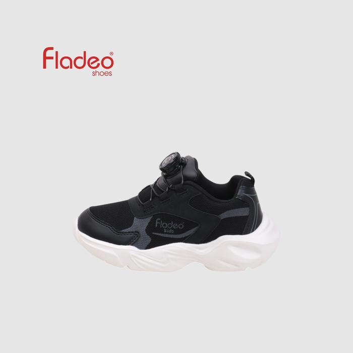 Fladeo C26/KSBR324-1PR/Sepatu Sneakers Sepatu Sneakers Tali Anak dengan Kunci Tali Praktis - Hitam, 
