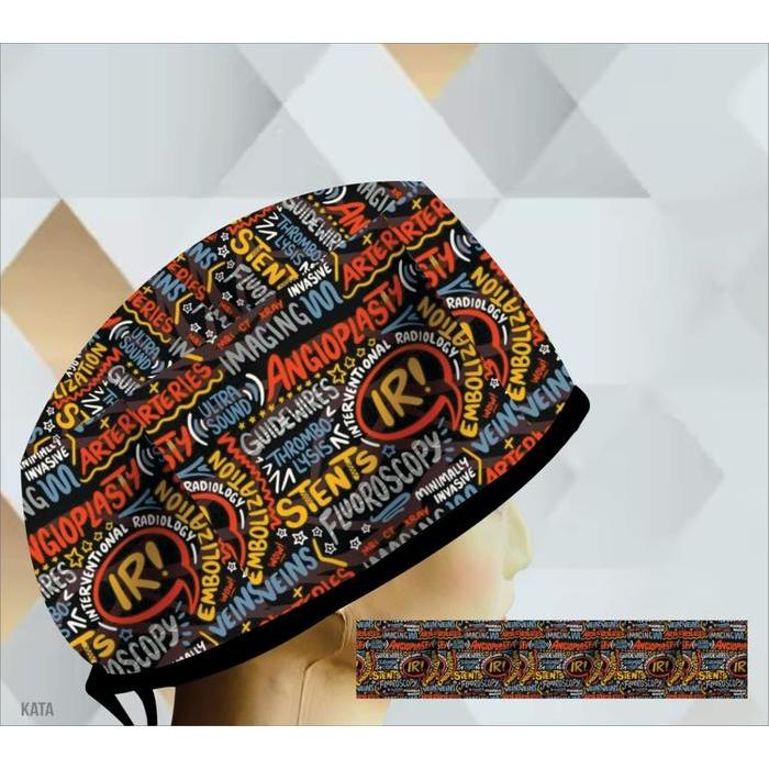 dokter/Scrub hat/Surgical cap/Headcap Topi Dokter Scrub Hat Surgical Cap Headcap Printing Motif Kard