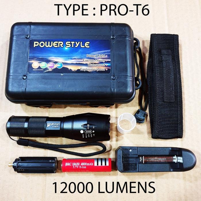 SENTER SWAT XML-T6 12000 LUMENS ORIGINAL ZOOMABLE / SENTER SWAT CAS ORIGINAL Plastik Putih