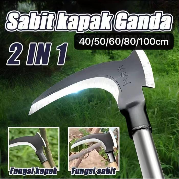Kbn-017 Alat Sabit Kapak Ganda Baja Asli Alat Kebun Sabit Potong Bambu Potong Rumput Ranting Pohon