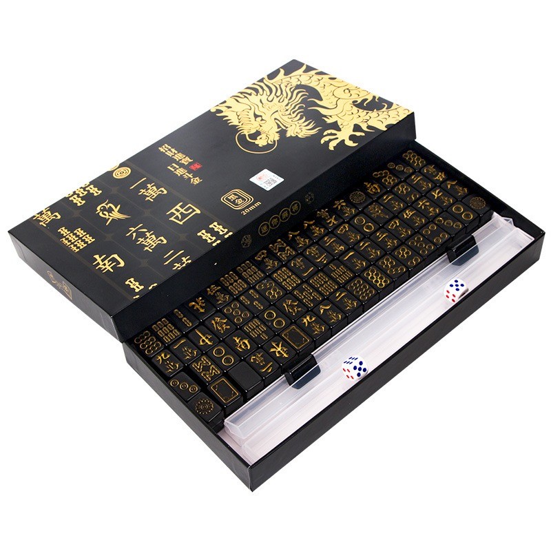 Black Gold Luxury Mini Mahjong Set Convenient Storage High-End Gift Choice Portable Social