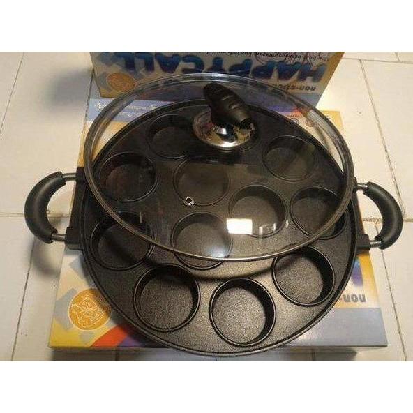 NEW - HAPPY CALL CAKE PAN 12 LUBANG TEFLON CETAKAN KUE LUMPUR SORGA CUBIT APEM MODEL 12 LUBANG DATAR