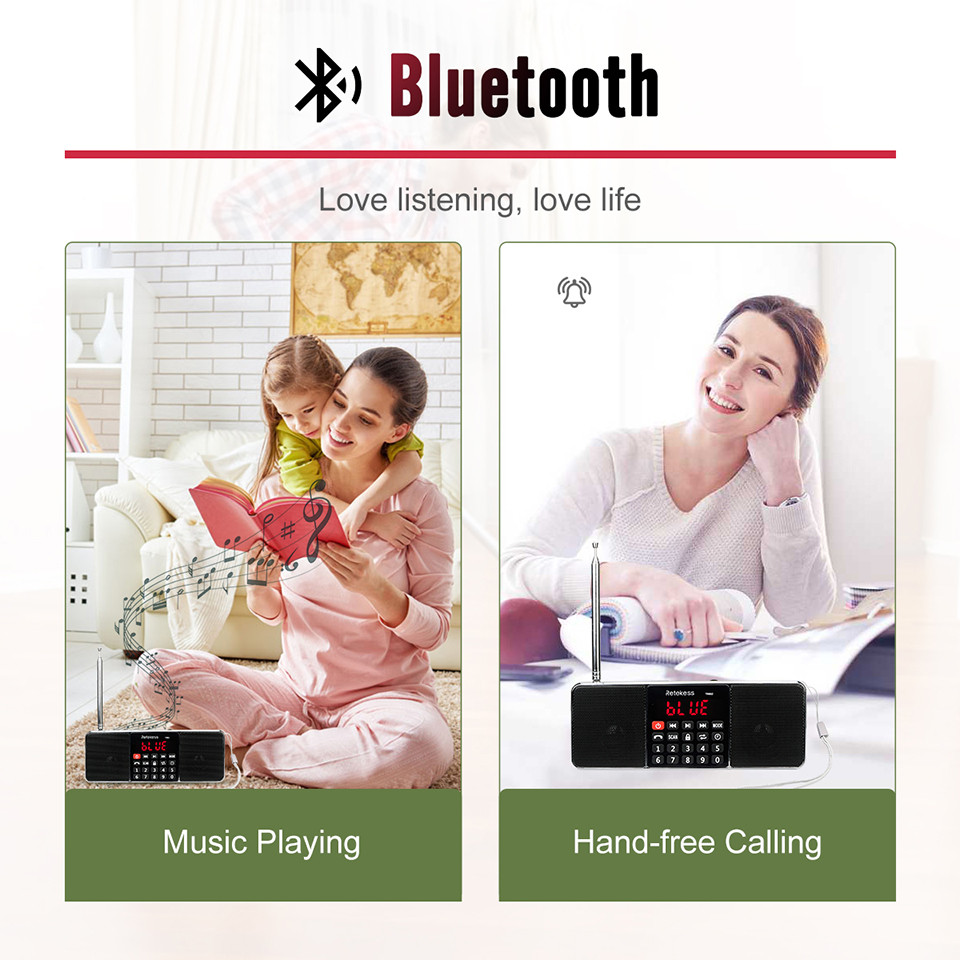 Retekess TR602 Radio Portable Radios Am Fm Rechargeable Bluetooth Speakers Stereo Fm Radio Receiver
