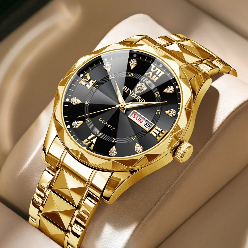 Binbang B2521 Men's Watch Waterproof Night Glow Double Calendar Watch Men's Business Quartz Watch