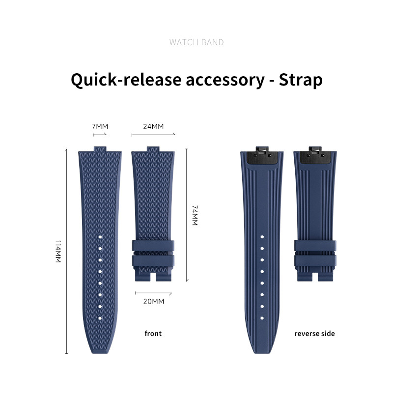 Premium Quick Release Fluororubber FKM Rubber Strap for Vacheron Constantin Overseas 4500V 5500V