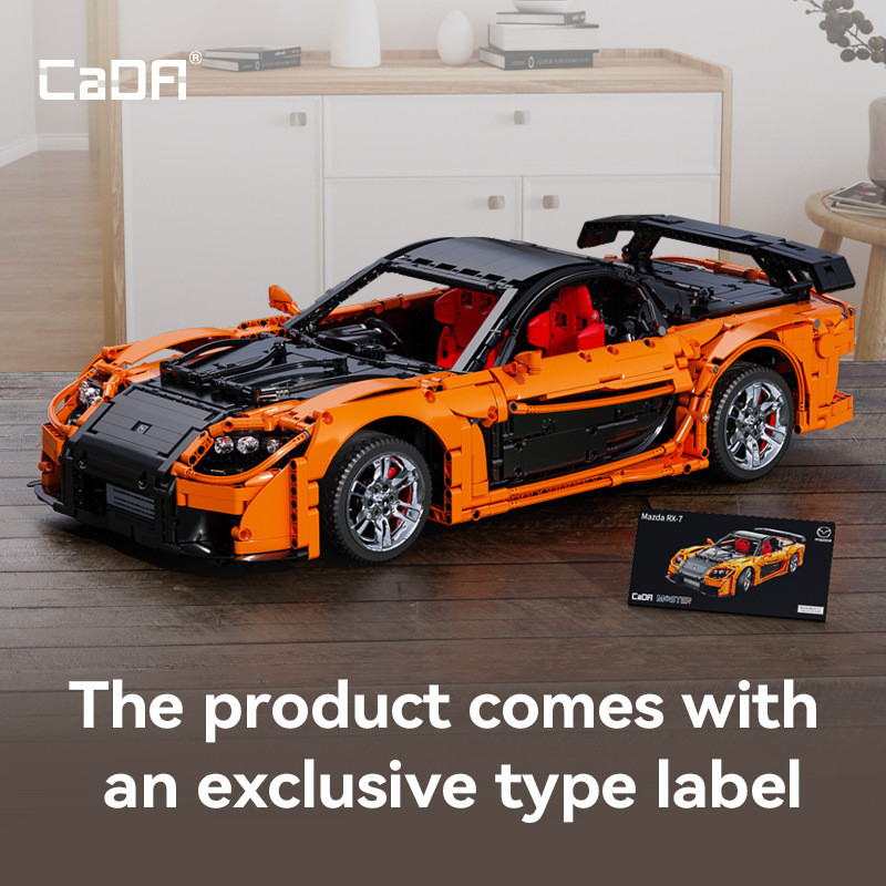 Cada 1:8 Design MOC Artemy Zotov Racing Car Mazda RX-7 RC Sports Car Building Blocks City Endurance
