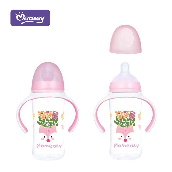 Botol Susu Bayi Wide Neck Gepeng Plus Natural MomEasy Pegangan 210ml 300ml / Dot Bayi Gepeng Wide