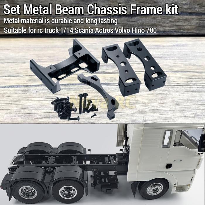 Set Metal beam kit frame For chassis 1/14 Tamiya RC Tractor Dump truck Scania Actros Volvo Hino 700