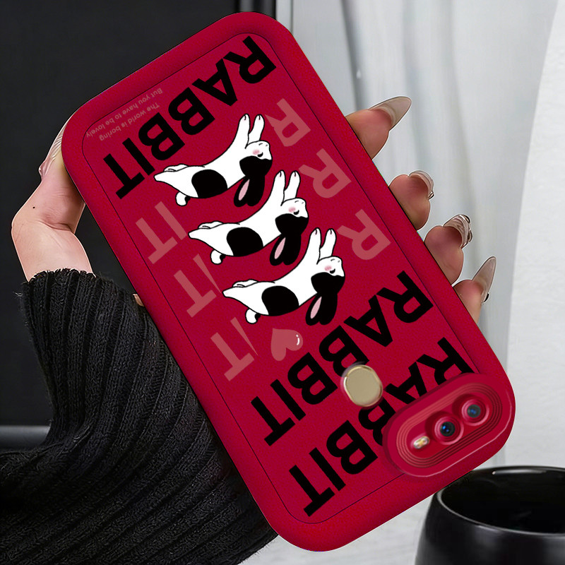 Casing Hp untuk OPPO A7 A5s A12 A12s A11K Case Kelinci berwarna seperti sapi perah Kasing silikon Ce