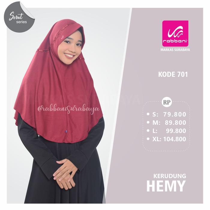 Promo Rabbani Kerudung Instan Hemy Warna Sekolah (Serut Pita Renda Mahkota) Bergo Jilbab Terlaris