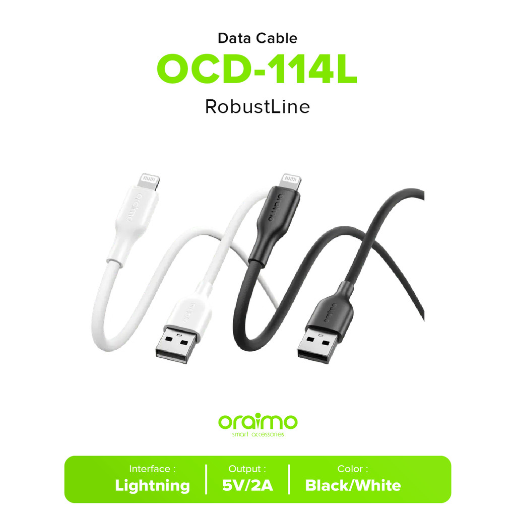 Oraimo OCD-114L RobustLine Lightning 2A Fast Charging Data Cable Kabel - 1M