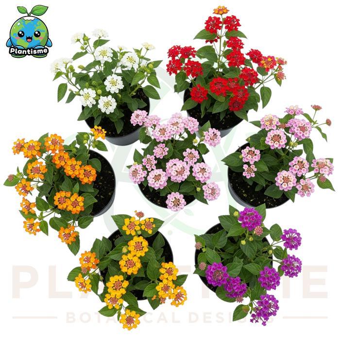 Tanaman Hias Lantana Mix Colour Lantana Hybrida Tembelekan Bunga Putih Merah Pink Oranye Kuning Ungu