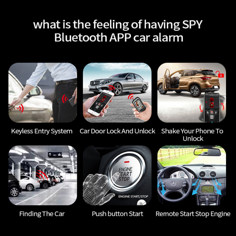 SPY 2 Way Car Alarm System Automatic Remote Start Anti-theft Car Alarm System Universal PKE With APP