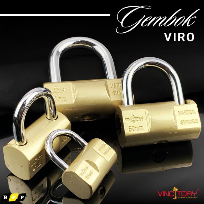 Gembok Gerbang Bulat Viro Leher Pendek Gold 3 Anak Kunci Vincitory Gembok Pagar Gembok Pengaman