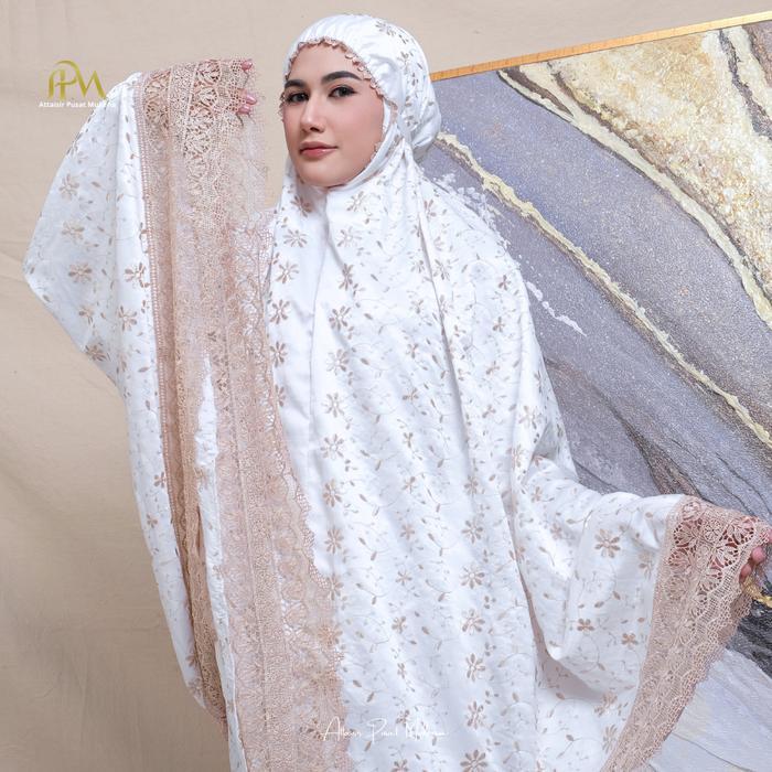 ASLI Apm Mukena Dewasa Mewah Sutra Bordir Melati Serangkai Series Apm Mukena READY STOCK