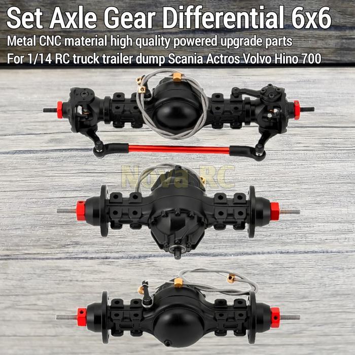 Set axle gear poros gardan 6x6 Rc truck tamiya 1/14 dengan sistem gigi diferensial
