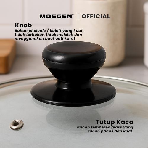 MOEGEN Tutup Panci Kaca Untuk Wok / Panci / Penggorengan / Wajan / Wok Pan / Teflon