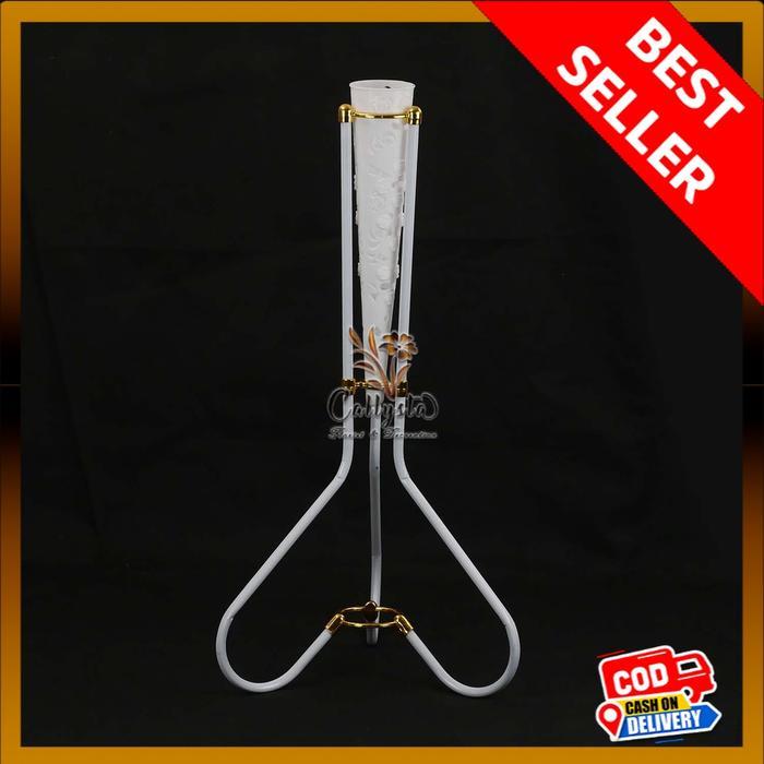Vas Bunga Segitiga Standing Corong Pot Kerucut Kaki 3 Standing Pot Besi Minimalis Rak Bunga Sudut