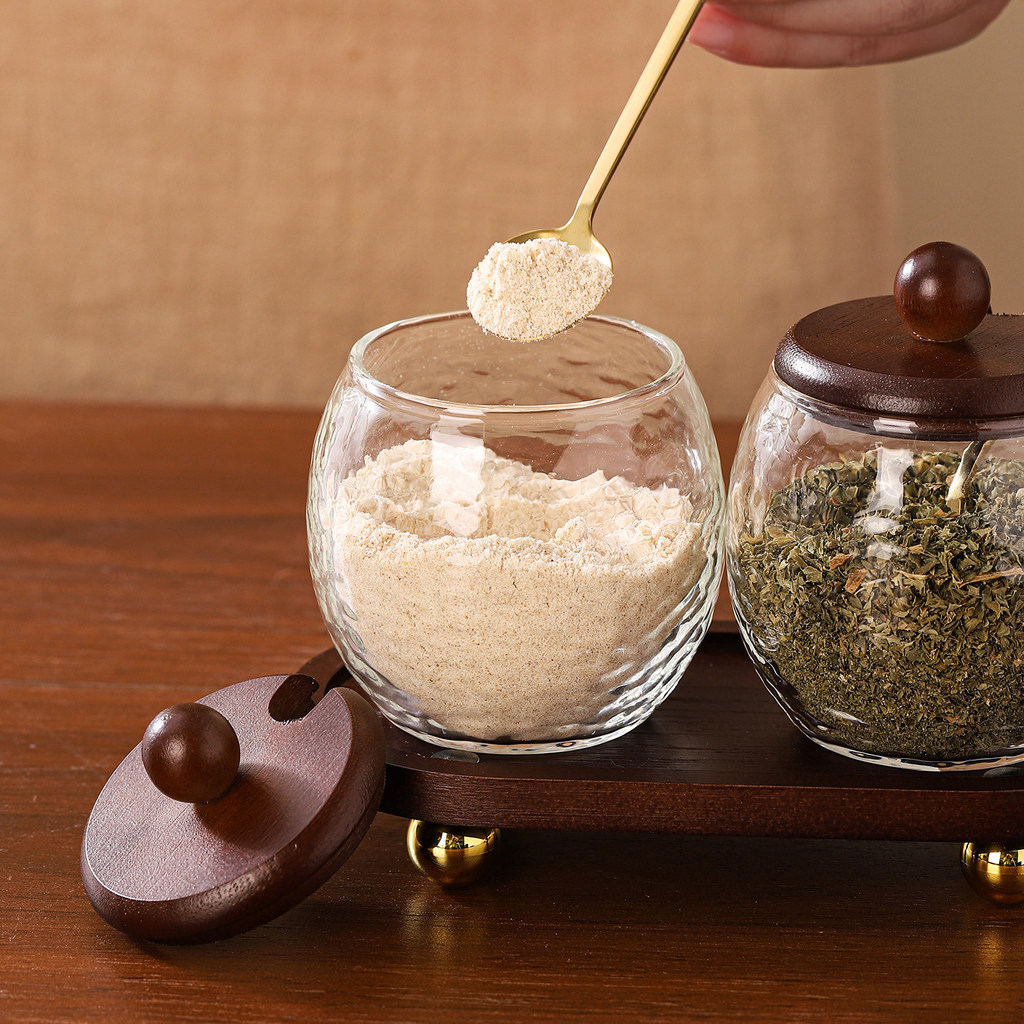 Antique Glass Seasoning Jar Set Home Kitchen High-value Seasoning Jar with Lid Seasoning Box Salt