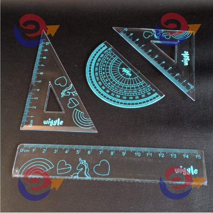 Penggaris Wiggle Mathematical Ruler Set Siku Segitiga Derajat Redy Stok