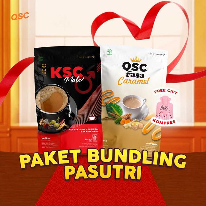Amiralab - (Paket Bundling Free Compress Bag) King Secret Coffee & QSC Caramel 100gr BPOM & Halal