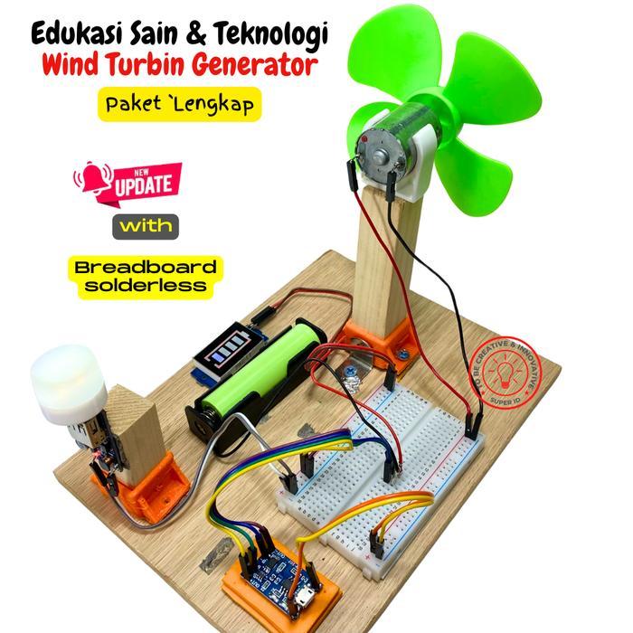 Kit DIY merakit mini wind turbine generator / pembangkit listrik tenaga bayu mini / kincir angin