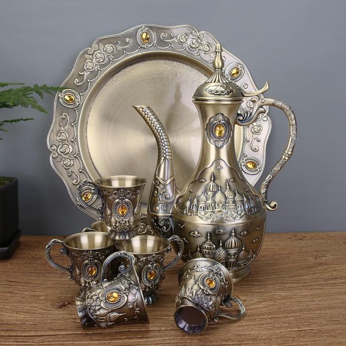 Cangkir Teko Set Turki Arab Tea Set Pot Persia Teko Zamzam Aluminium