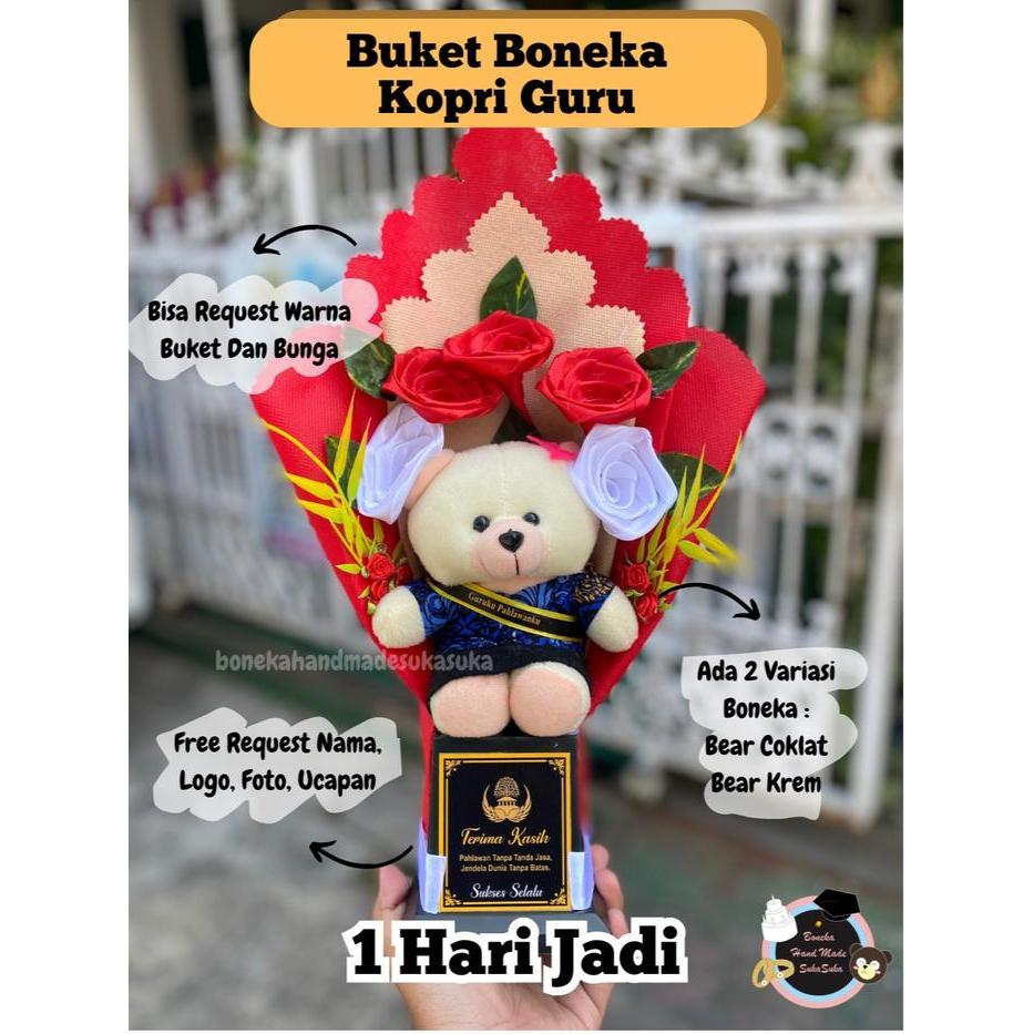 Buket Boneka Profesi Korpri Guru Hadiah Hari Guru Kado Kelulusan Pelantikan Boneka Teddy Bear dengan