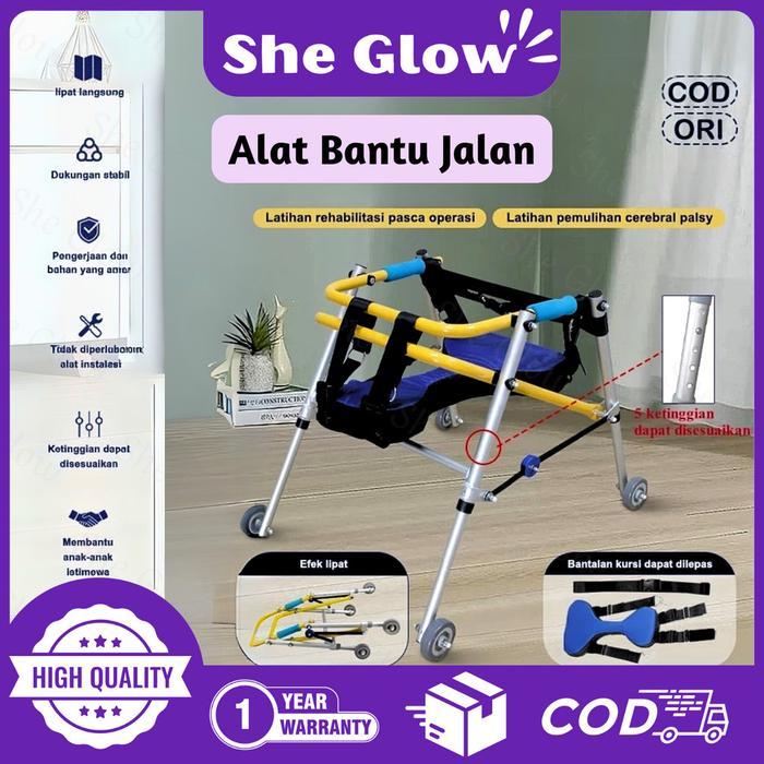 She Glow (GARANSI 1 TAHUN) Walker Anak Walker Anak Cerebral Palsy ketinggian yang dapat disesuaikan