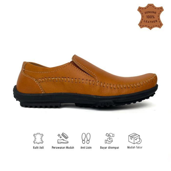 Sepatu Kasual Pria Kulit Asli Flat Shoes