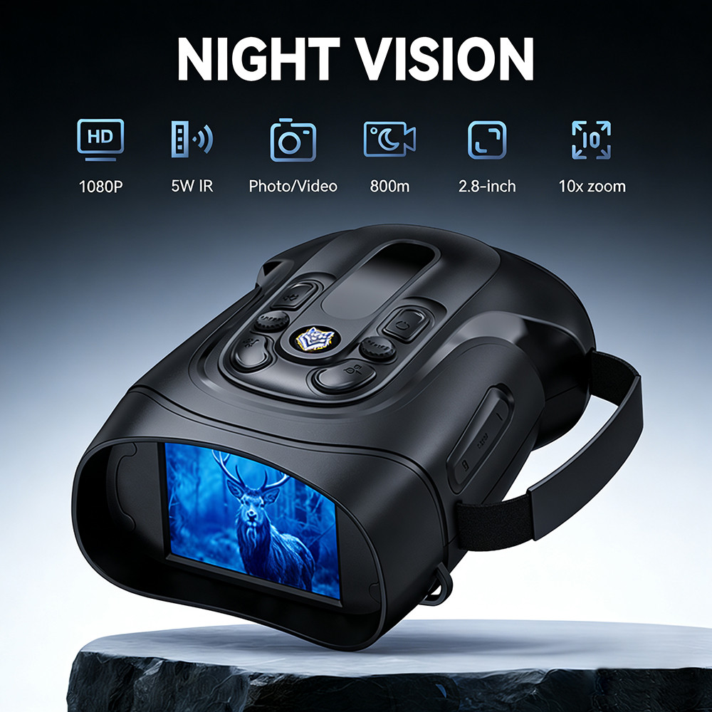 Teropong Penglihatan Malam Kacamata Zoom Digital 10X Teleskop Inframerah 5W 800M Pengamatan Video da