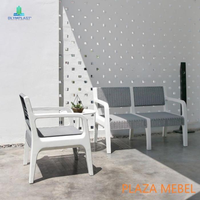 SET Olymplast Sofa Plastik / Kursi Tamu / Kursi Taman 321 + MEJA