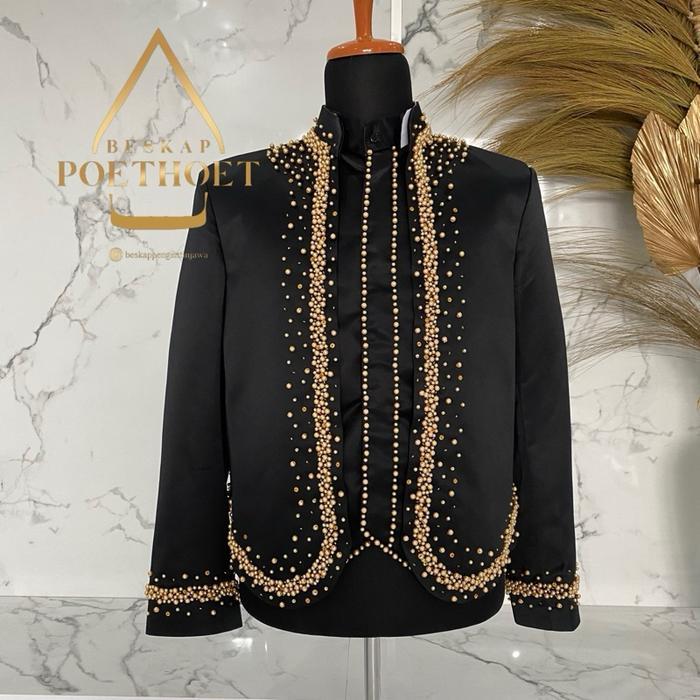 SIAPKIRIM Baju beskap pengantin Jawa asolo hewes krowok hitam payet premium Pria Pria READY STOCK