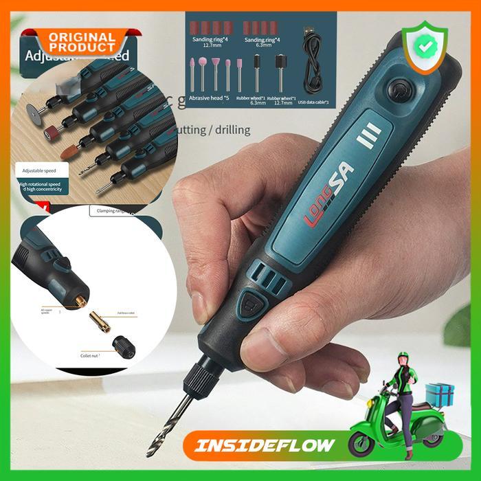 Krisbow Tools - Alat Bor Listrik Mini Usb Portable Polishing 3 Speed 15000 Rpm 3.6V