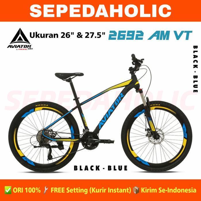 Sepeda Gunung MTB AVIATOR 2692 AM VT Ukuran 26 & 27.5 Inch 27 Speed
