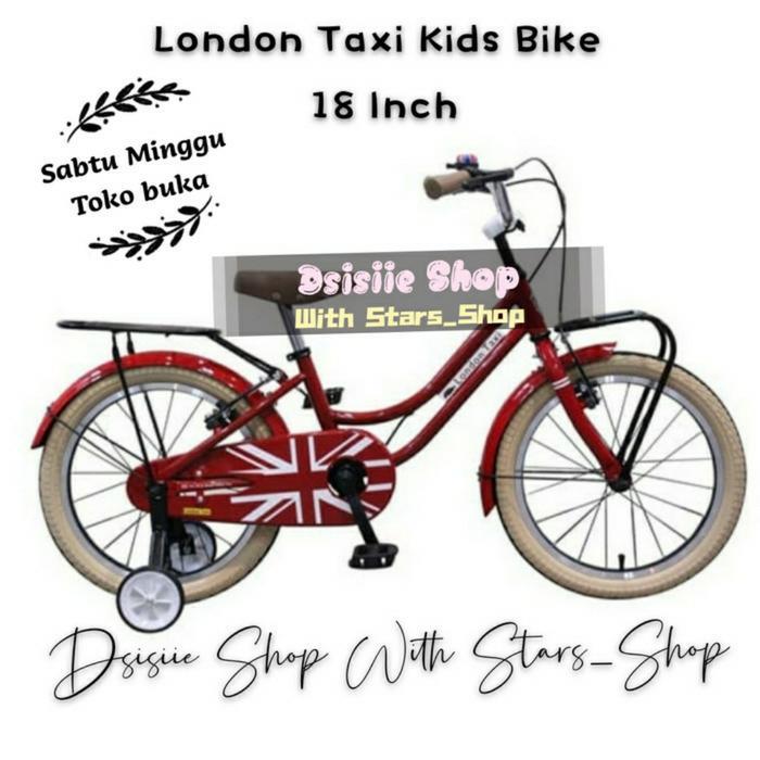 London Taxi Kids Bike 18 Inch Red & Green / Sepeda London Taxi Anak - Merah