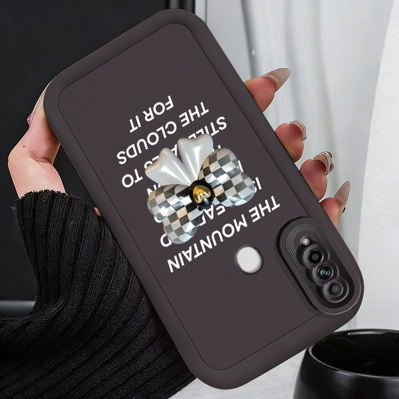 Casing Hp untuk OPPO A31 A8 Case bow kotak hitam putih Kasing silikon Cesing  Softcase modelnya Kesi