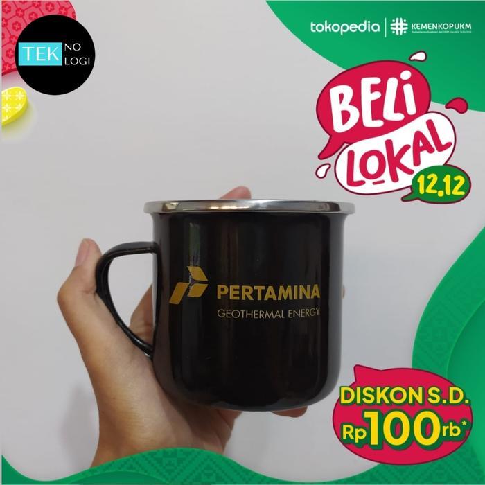 Gelas Cangkir Kaleng Enamel Souvenir Gelas Enamel Custom Desain 9Cm Tbk
