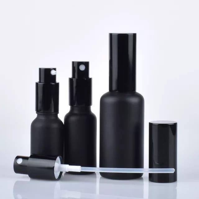 Botol Kaca Hitam 50ml Tutup spray Almunium Black