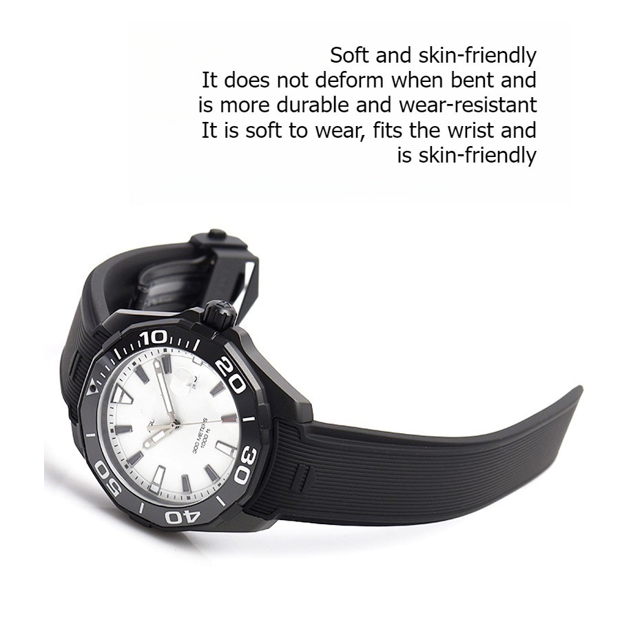 Arc-shaped interface silicone watch strap for original TAG HEUER AQUARACER WAY201A WAY211A.FT6068