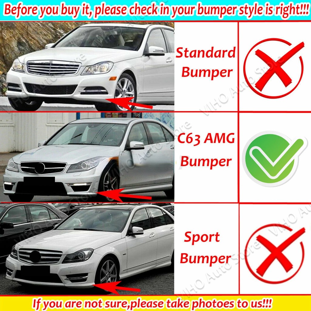 C63 CAR FRONT BUMPER LIP SPLITTER DIFFUSER BODY KIT SPOILER GUARD FOR MERCEDESBENZ C CLASS W204 S204