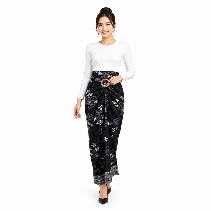 Kain rok lilit batik motif awan silver bahan katun ukuran free size