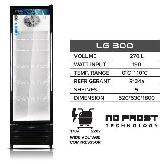 Promo Kulkas Showcase 270 Liter Steko Lg-300 / Chiller Pendingin Minuman 5 Rak Steko Lg 300 Terlaris
